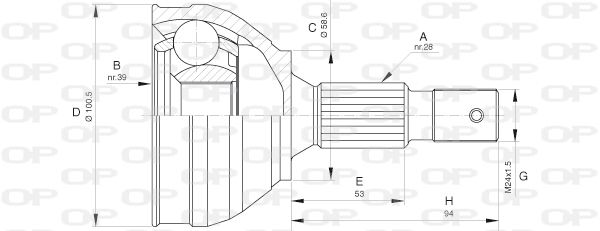 OPEN PARTS Шарнирный комплект, приводной вал CVJ5653.10